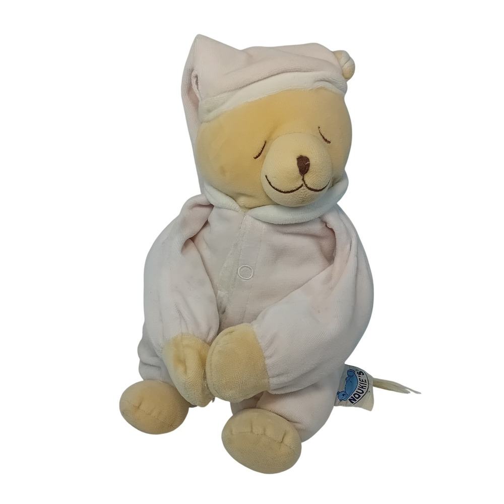 RARE Vintage 90s Y2K Noukie's Plushie Sleep Bear Doudou Hang Ties Nursery READ